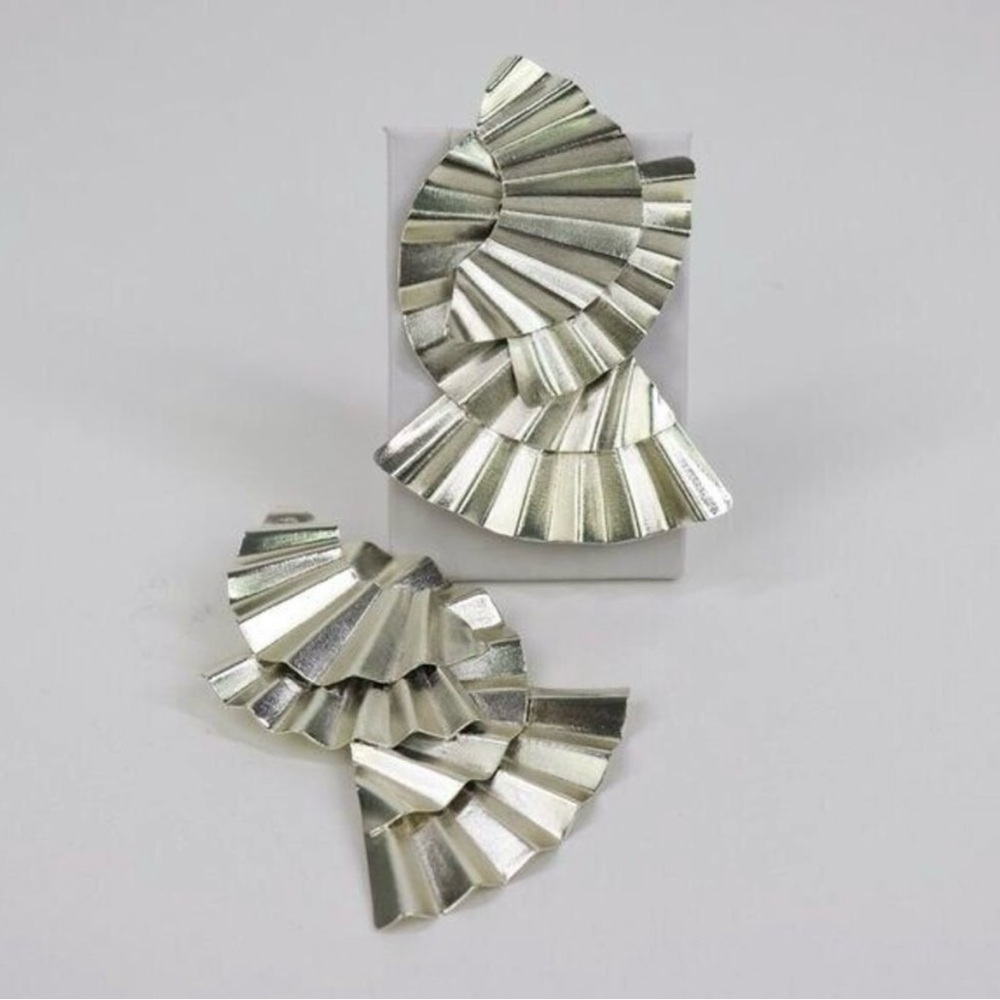Silver Geometric Earrings - image 3